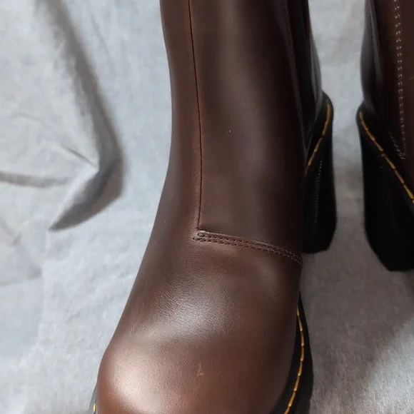 Women Size 10 Dr Martens Spence Pull Up Leather Flared Heel Chelsea Brown Boots